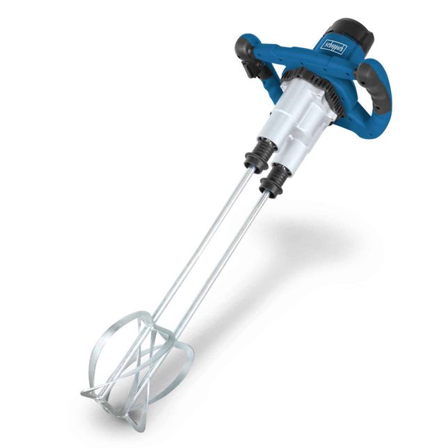 Scheppach paddle mixer with metal paddle for efficient mixing of materials.